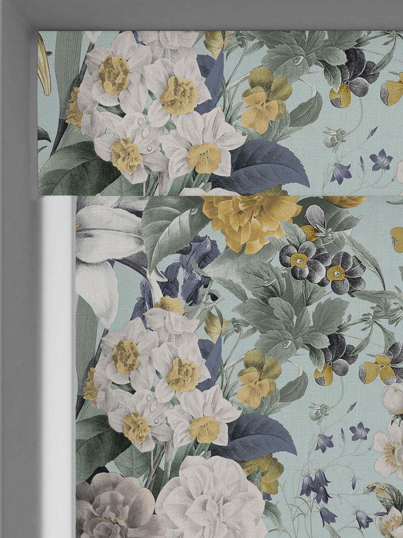 Graham & Brown roller blind Morning Blue Glasshouse, imported from the UK