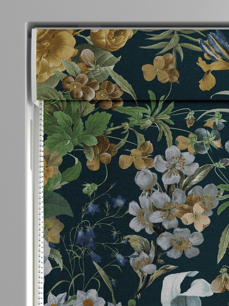 Graham & Brown Blue Glasshouse Flora roman blind, UK version