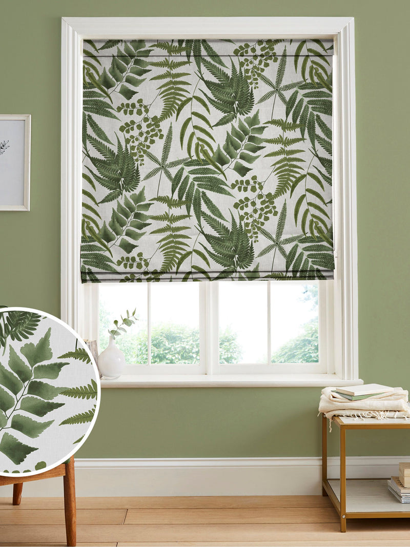 Graham & Brown Midsummer Fern cotton roman blind, imported from the UK