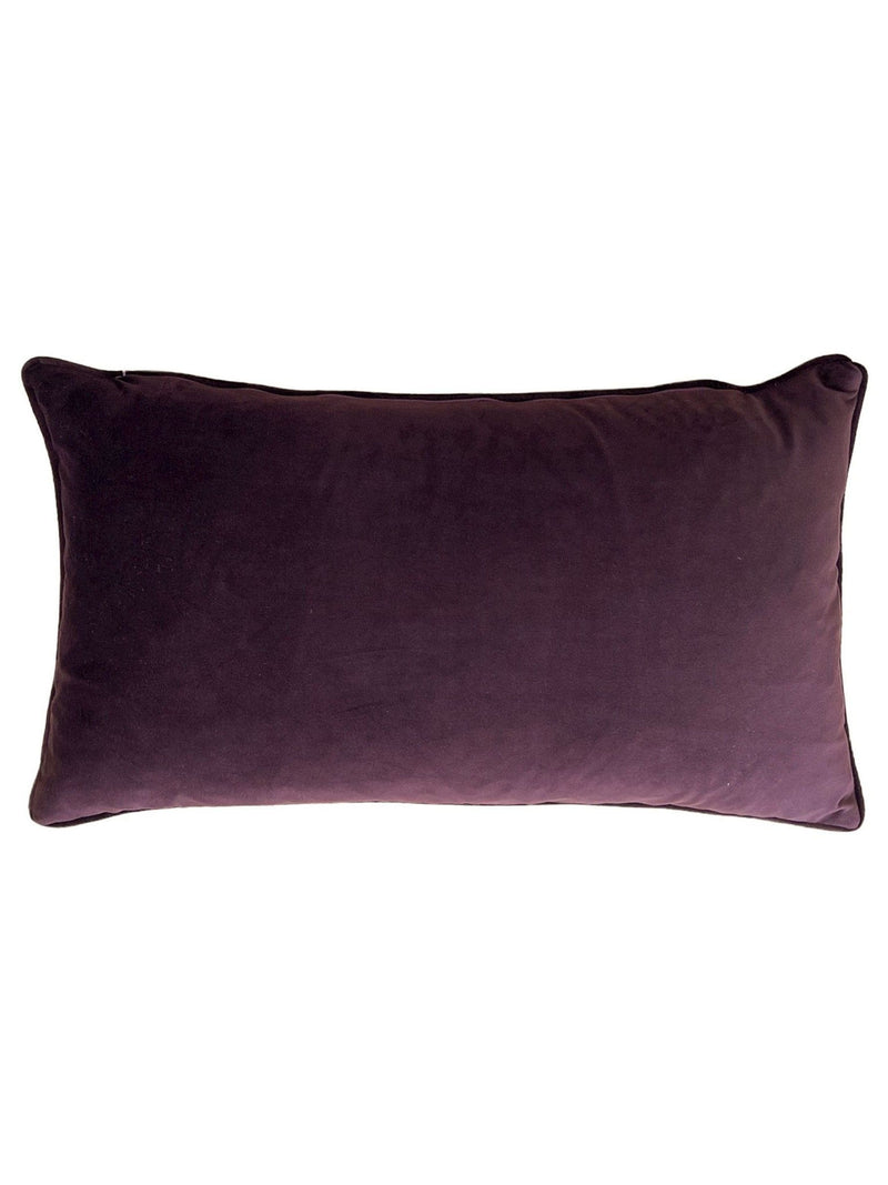Wylder Mogori Leafage velvet cushion in purple, imported from the UK