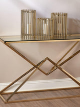 Next Fifty Five South Gold Martina Hurricane Steel Glass Candle Holder 34cm- Buy online at McGrocer