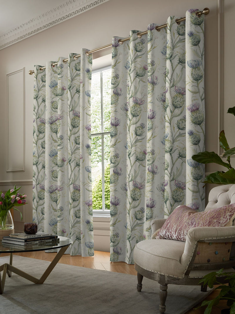 Voyage Maison purple thistle made to measure curtains, imported from the UK