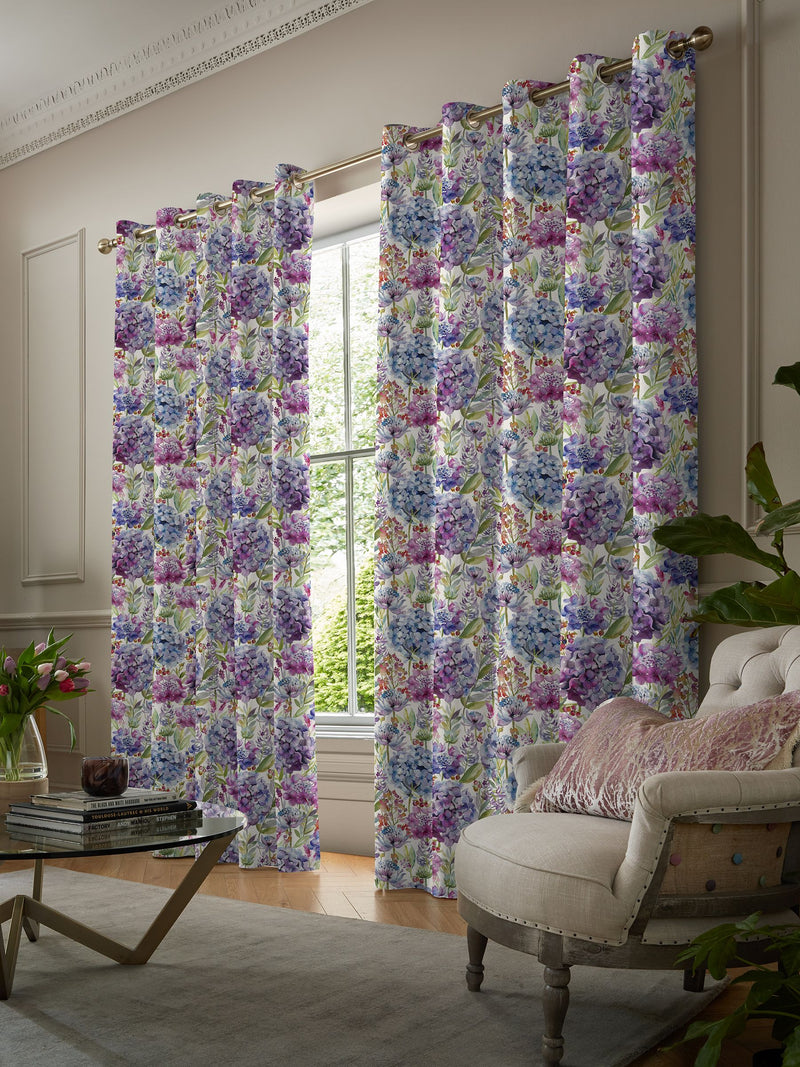 Voyage Grape Purple Hydrangea curtains made to measure, UK version