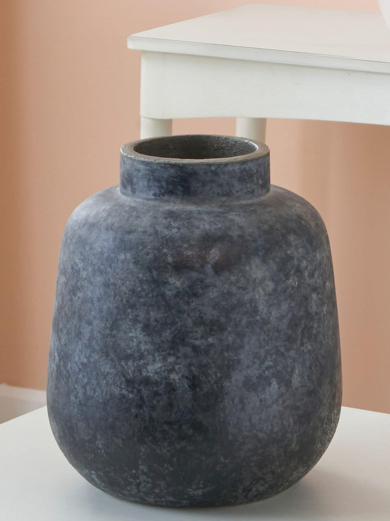 Pacific Grey Stone Volcanic Effect Vase 20cm, imported from the UK