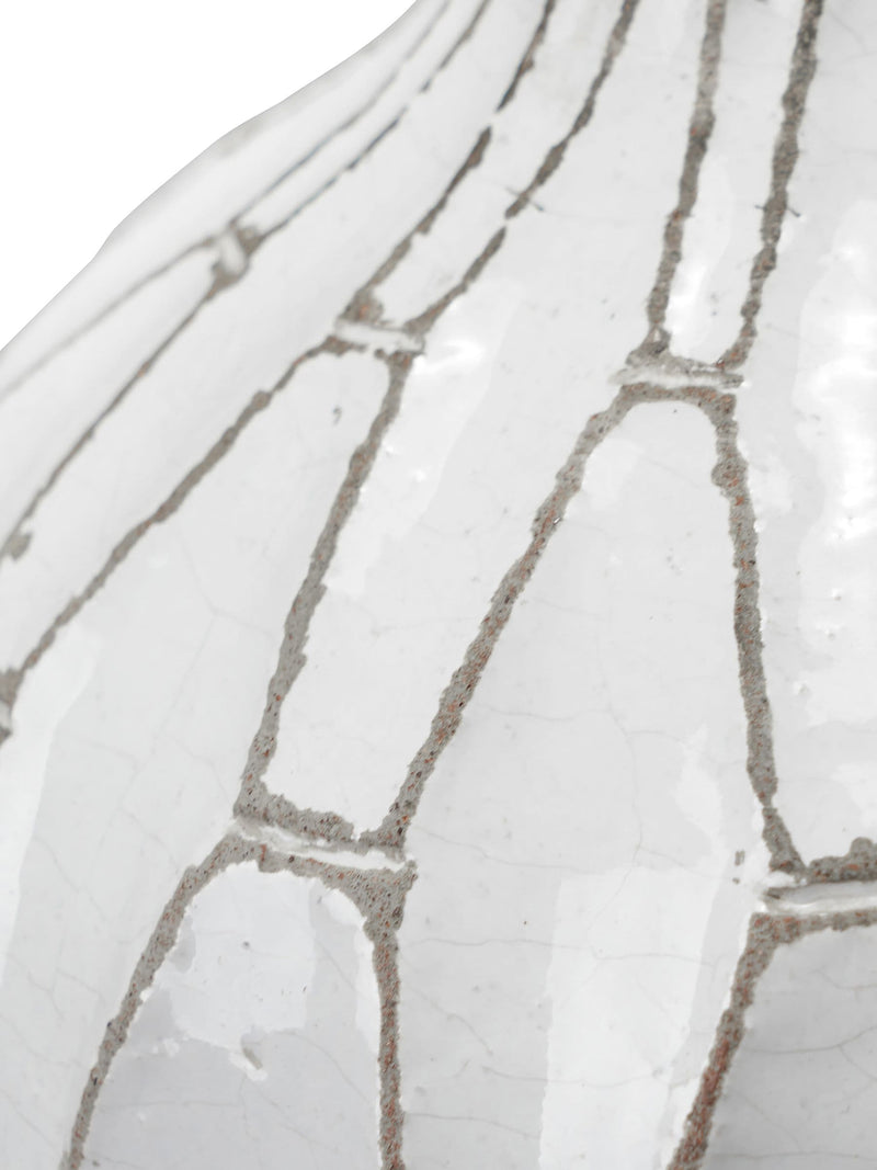 Geometric stoneware vase Pacific White Gaudi 20cm, imported from the UK