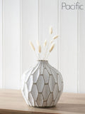 Geometric stoneware vase Pacific White Gaudi 20cm, imported from the UK