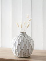 Next Pacific White Gaudi Stoneware Geometric Vase 20cm- Buy online at McGrocer