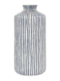 Pacific Blue/White Bude Stripe stoneware vase 36cm height, imported from the UK