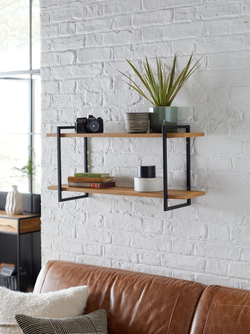 Bronx dark 2 tier wide wall shelves, UK version