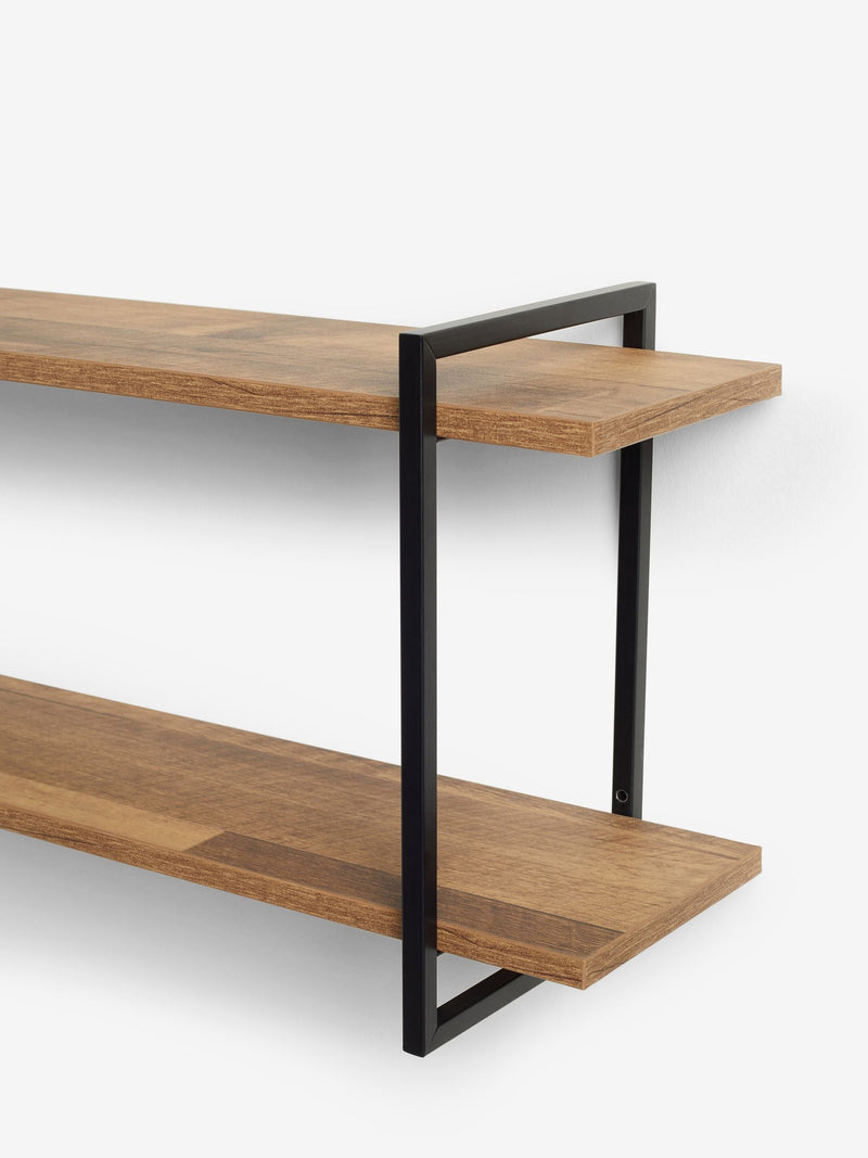Bronx dark 2 tier wide wall shelves, UK version