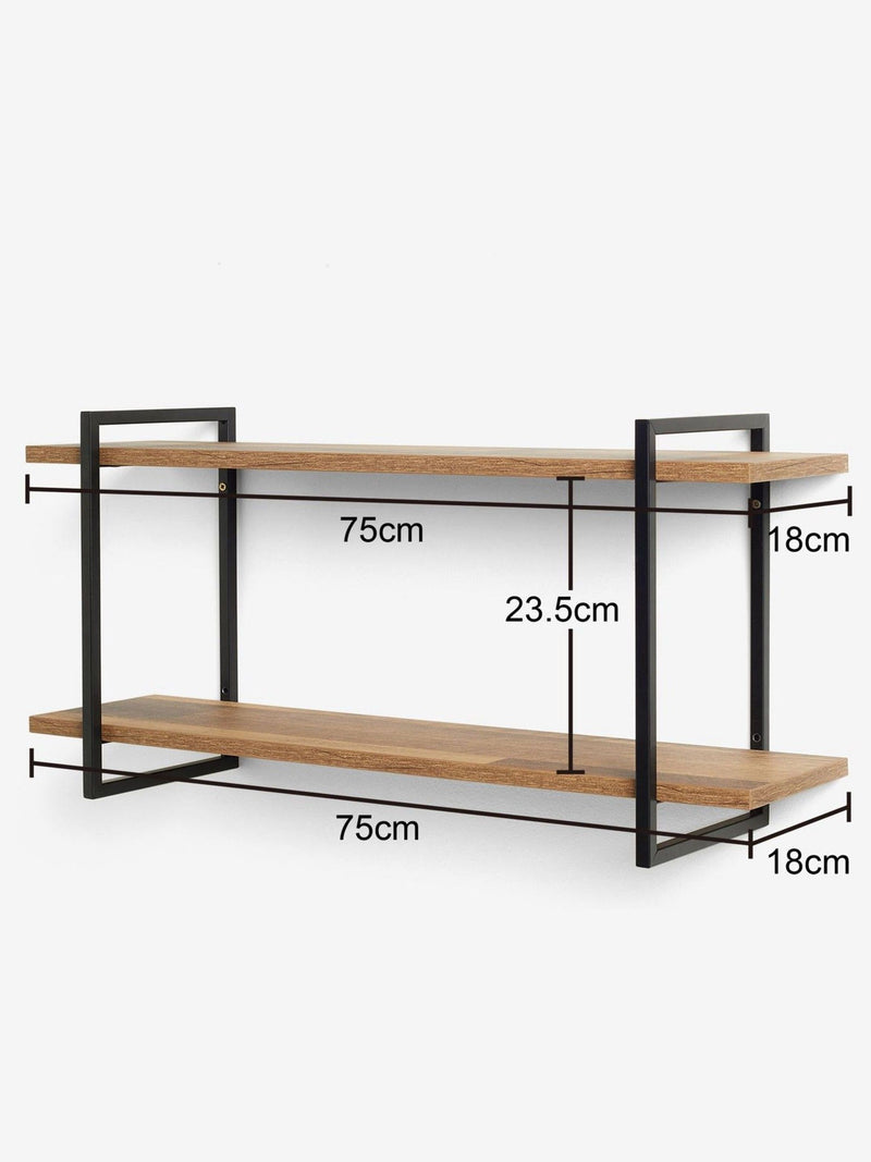 Bronx dark 2 tier wide wall shelves, UK version