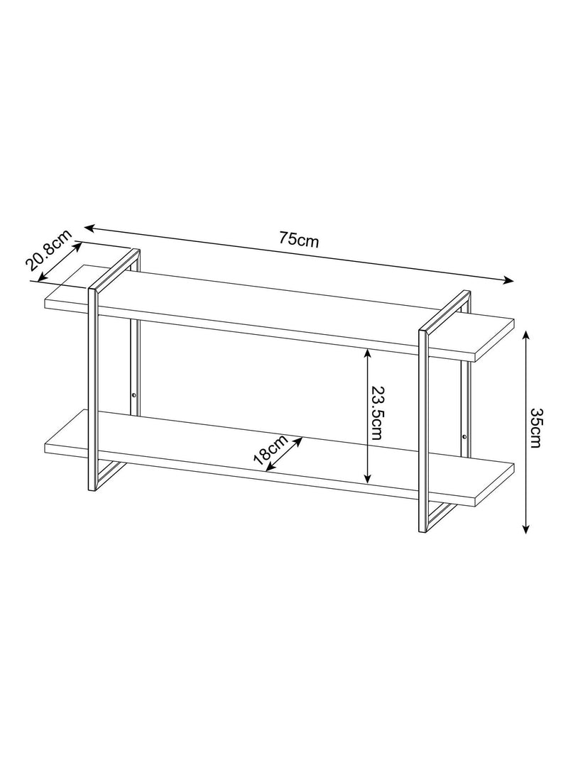 Bronx dark 2 tier wide wall shelves, UK version