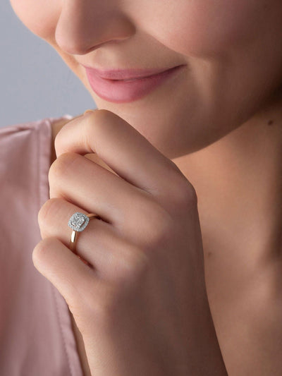 Next Beaverbrooks Gold 9ct Gold Diamond Cluster Ring 2mm Width- Buy online at McGrocer