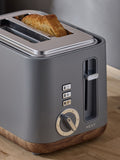 Grey Bronx Wood Effect 2 Slice Toaster