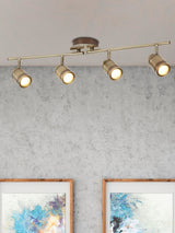 Next Searchlight Brass Titan 4 Light Split Bar Spotlight Ceiling Light- Buy online at McGrocer