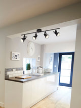 Next Searchlight Black Target 4 Light Bar Spotlight Ceiling Light- Buy online at McGrocer