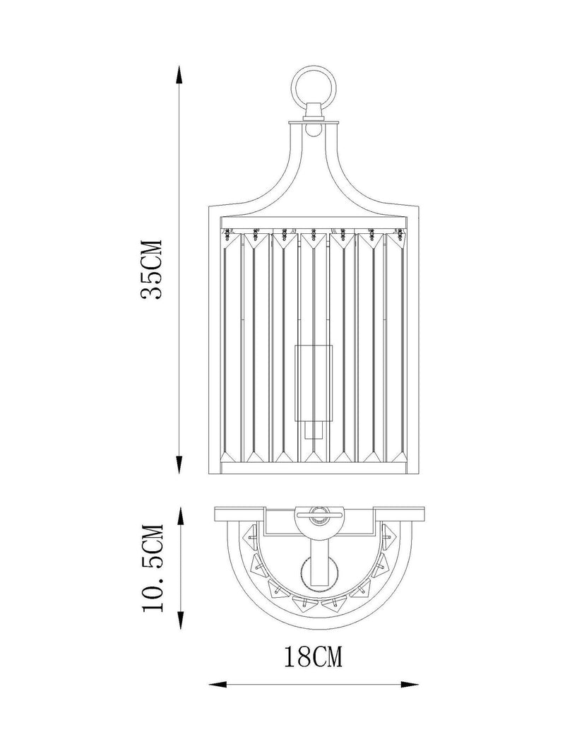 Searchlight Hermione antique brass wall light, imported from the UK