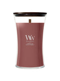 Woodwick Burgundy hourglass candle Cinnamon Chai, UK version