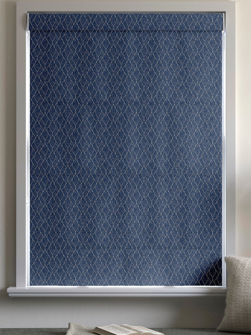 Molton made to measure roman blind in blue, imported from the UK