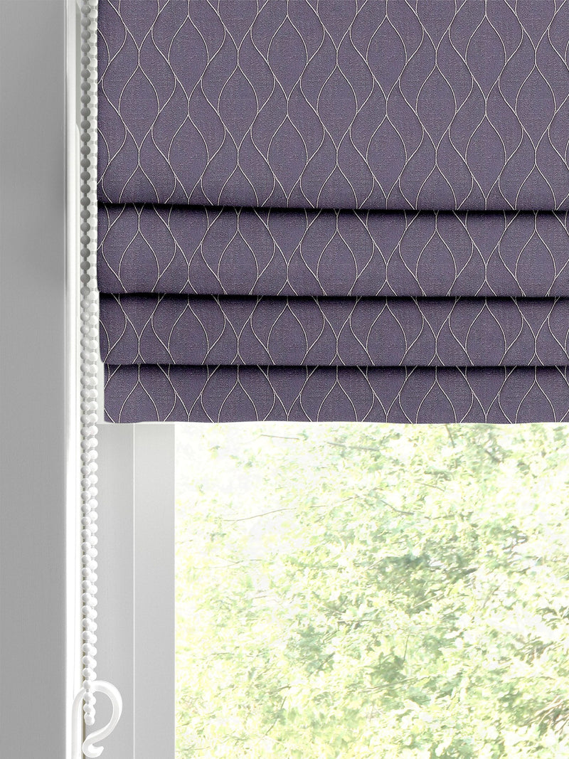 Purple Molton made to measure roman blind, imported from the UK