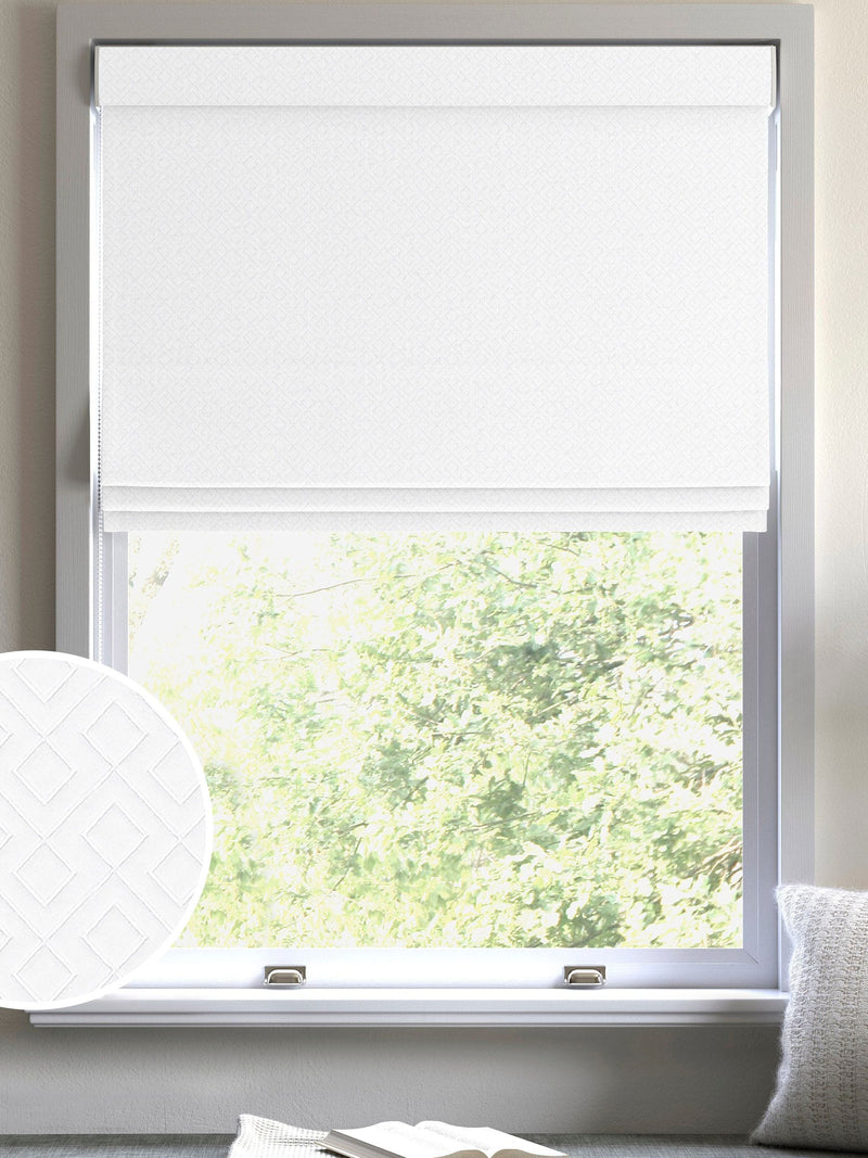 Cream Sicily roman blind with diamond pattern (British brand)