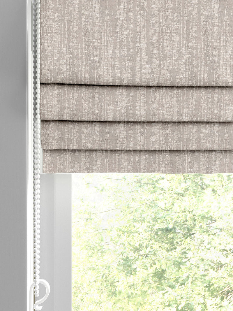 Silver Lenna grey roman blind with vertical texture, imported from the UK