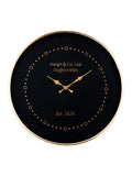 Pacific Black round wall clock with antique brass frame, imported from the UK