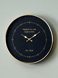 Pacific Black round wall clock with antique brass frame, imported from the UK