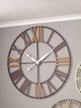 Next Pacific Grey Antique Metal and Wood Round Wall Clock- Buy online at McGrocer