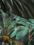 Riva Paoletti Green Siona Tropical reversible duvet cover and pillowcase set, imported from the UK