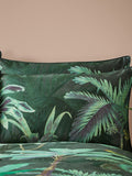 Riva Paoletti Green Siona Tropical reversible duvet cover and pillowcase set, imported from the UK
