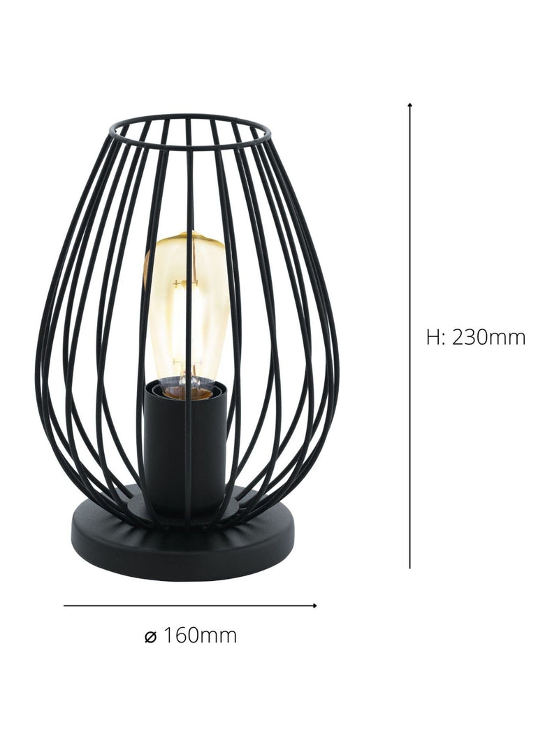 Eglo Black Newtown caged table lamp, imported from the UK