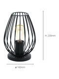 Eglo Black Newtown caged table lamp, imported from the UK