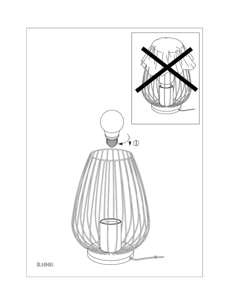 Eglo Black Newtown caged table lamp, imported from the UK
