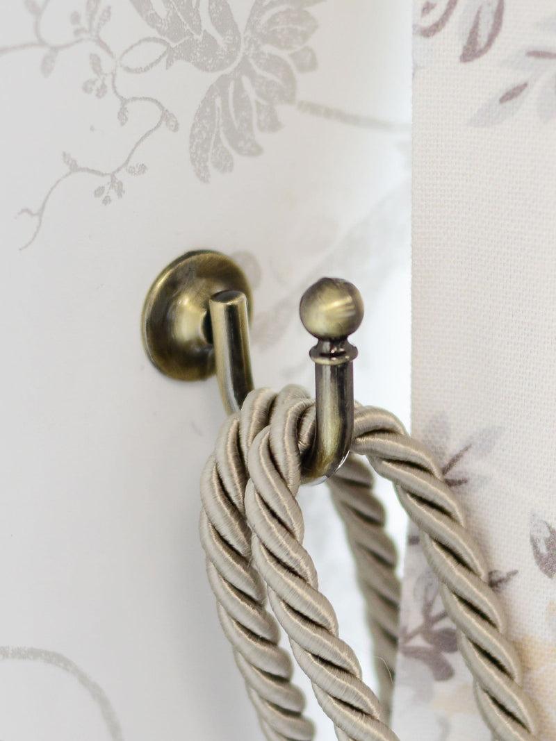 Laura Ashley brass ball end curtain hooks pair, imported from the UK