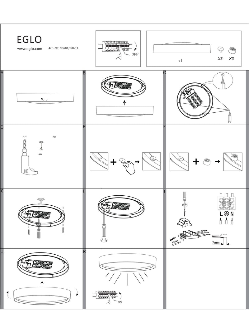 Eglo Musurita white dark wood ceiling light, UK version