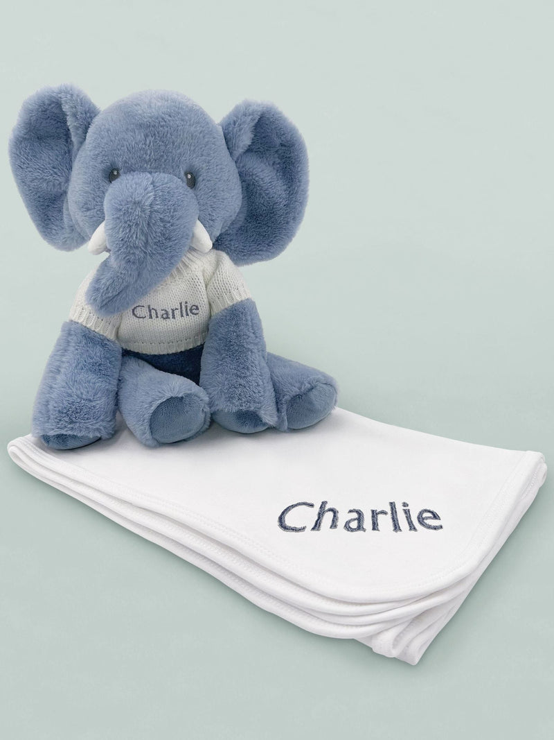 Babyblooms personalised white soft toy elephant 25cm - British product