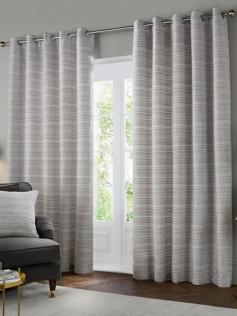 Paoletti silver jupiter chenille jacquard eyelet curtains, UK version