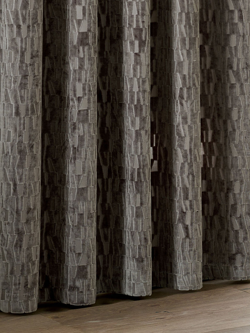 Paoletti brown Manhattan velvet fully lined eyelet curtains, UK version