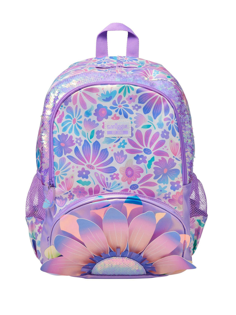 Smiggle Purple Bloom Classic Backpack, imported from the UK