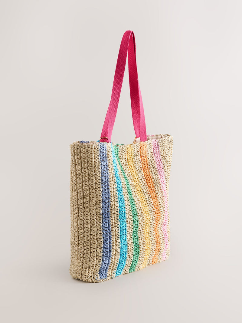 Little Bird by Jools Oliver multi rainbow raffia tote bag, UK version