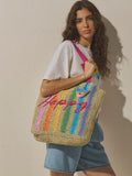 Little Bird by Jools Oliver multi rainbow raffia tote bag, UK version