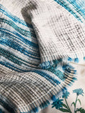 FatFace blue textured ombre stripe throw 180cm (British brand)
