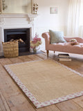 Shabby Chic pink floral border sisal rug, UK version