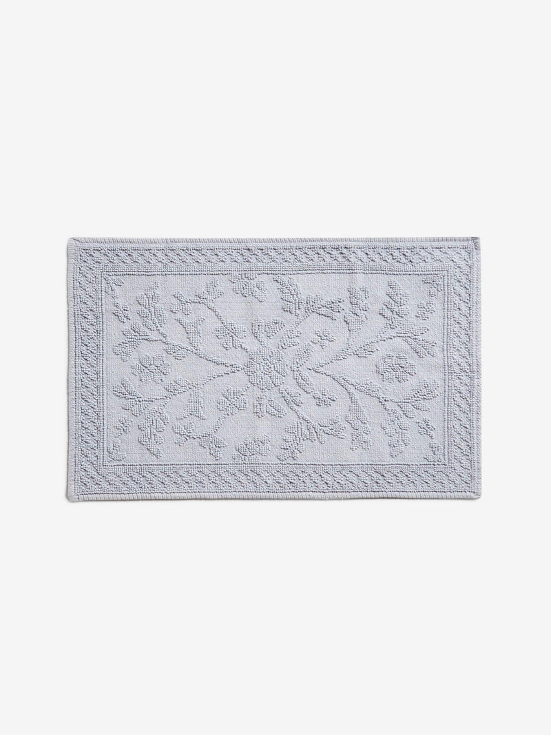Shabby Chic blue floral jacquard bath mat 50x80cm, imported from the UK