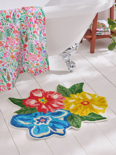 Next Lucy Tiffney Multi Floral Shaped 100% Cotton Bath Mat- Buy online at McGrocer