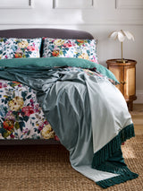 Next Clarke and Clarke Teal Bloom Ombre Velvet Throw 150cm x 120cm- Buy online at McGrocer