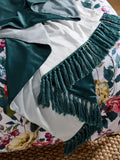 Clarke and Clarke teal bloom ombre velvet throw 150x120cm, UK version