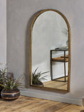 Nkuku antique brass Murwara full length arched mirror - British product