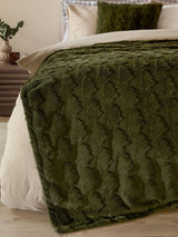 Next Furn Forest Green Christmas Pines Faux Fur Throw 200cm x 150cm- Buy online at McGrocer